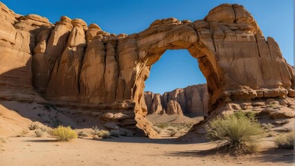 Spectacular natural arch formation in a desert landscape