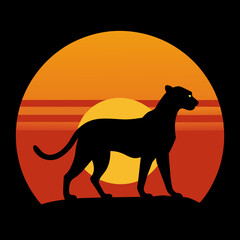 leopard sunset - Vector illustration 