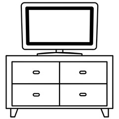 pkkicture illustration of tv on a dresser drawer- vector illustration