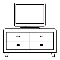 pkkicture illustration of tv on a dresser drawer- vector illustration
