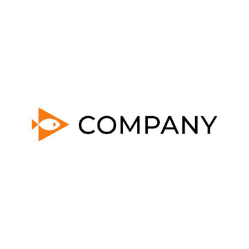 Fish modern minimal orange simple logo geometric mark symbol