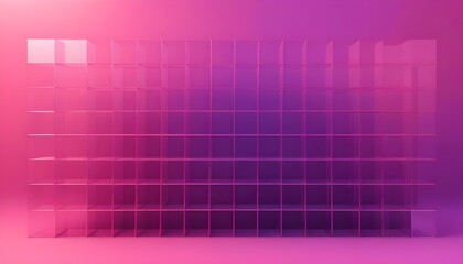 3d render, abstract geometric background, translucent glass with pink red violet gradient, simple...