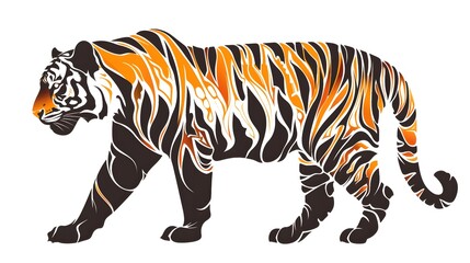 tiger silhouette on white background. Year of the tiger.