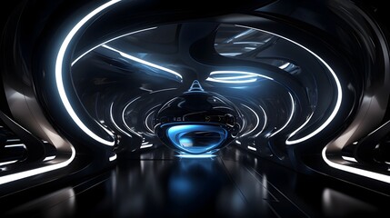 Captivating Futuristic Sci Fi Tunnel Corridor with Luminous Glass Walls and Dimensional Lighting Effects