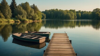 wooden boats tied to a wooden dock