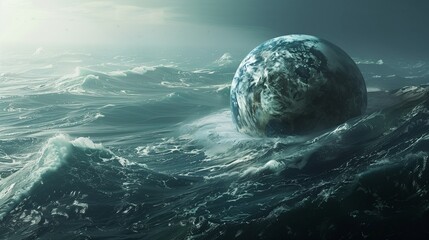 earth in the water alarming situation - obrazy, fototapety, plakaty