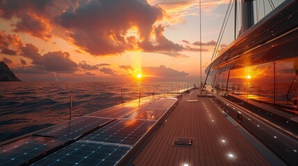 Solar panels on a boat or yacht
