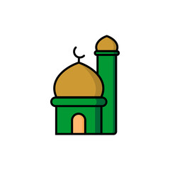 Mosque - Colored Outline Icon - Editable Vector : Suitable for Islamic Theme and Other Graphic Related Assets.