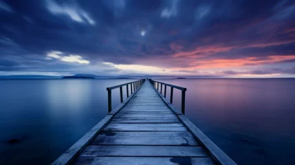 Foto op Aluminium Dock and pier at sea in twilight long exposure © MOUISITON