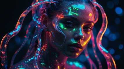 Whispers of the Cosmos Enigma of the Iridescent Slime Enchantress