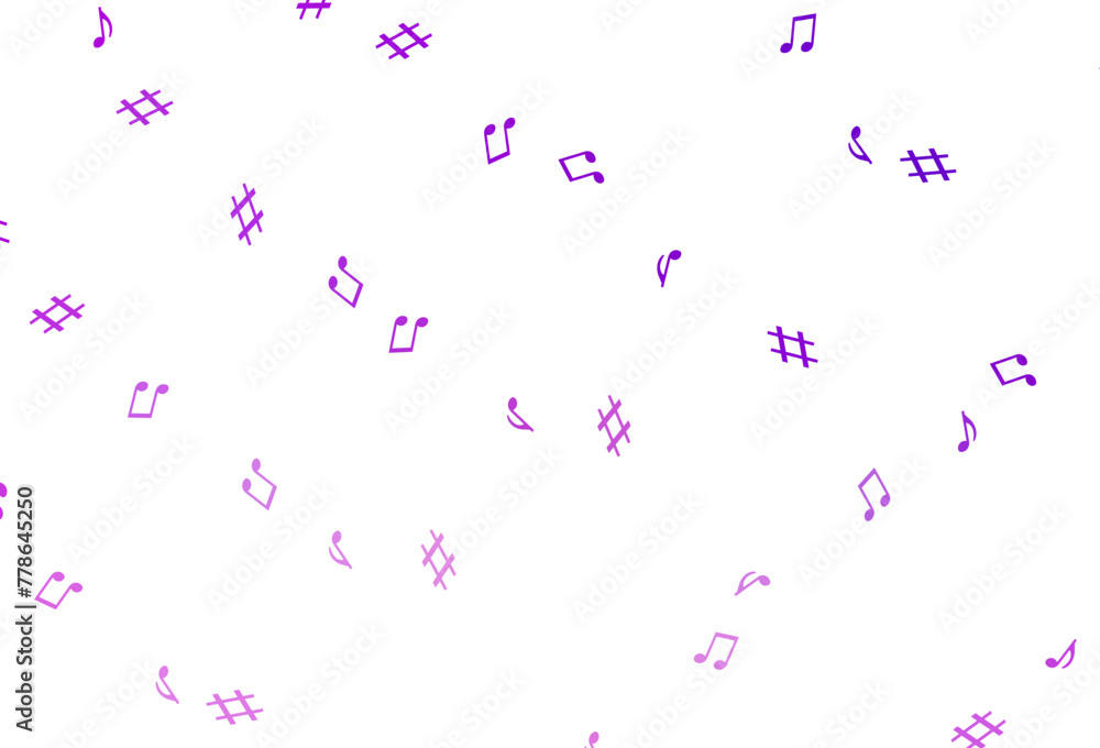 Poster light purple vector pattern with music elements.