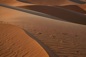 View of the Sahara desert sand dunes in Merzouga desert, Morocco. Generative AI