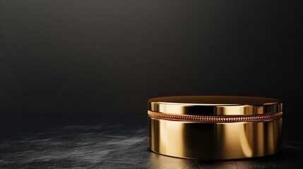 Elegant Golden Cosmetic Jar on Dark Textured Background for Luxury Beauty Branding