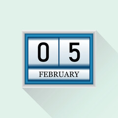 5 February Vector flat daily calendar icon. Date and month.