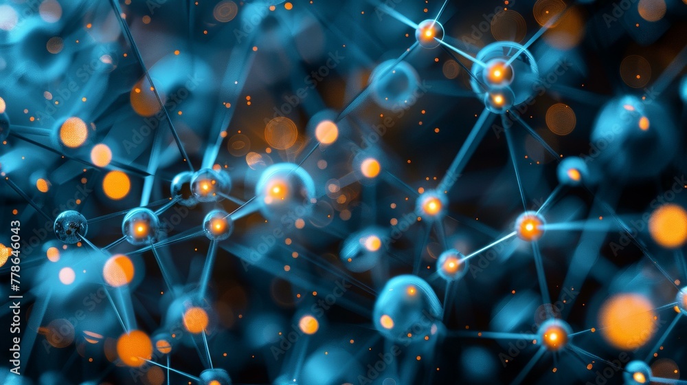Poster a close up of a bunch of glowing dots on the surface. generative ai.