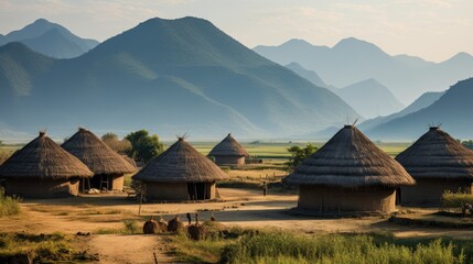 An ancient village of cone-shaped thatched houses 