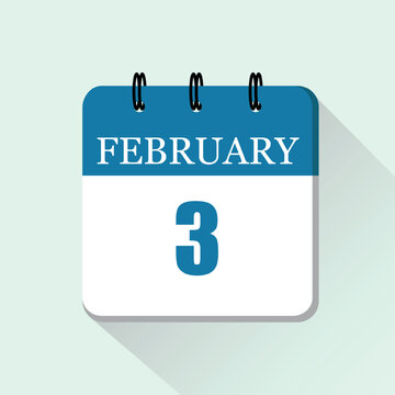3 February Vector flat daily calendar icon. Date and month.
