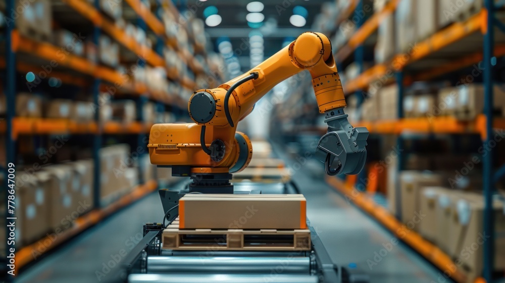 Poster smart robot arm systems for digital innovation in warehouses and factories automated production robo