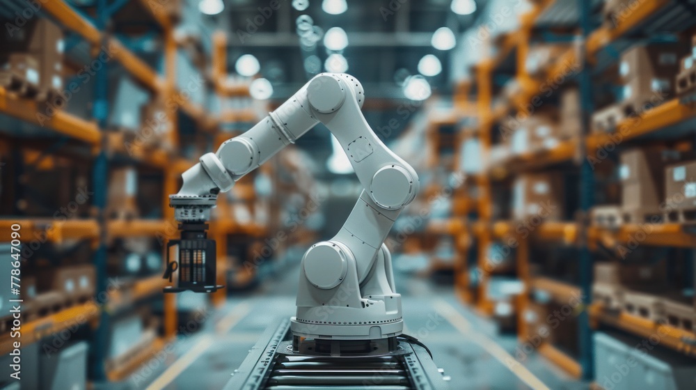 Poster smart robot arm systems for digital innovation in warehouses and factories automated production robo