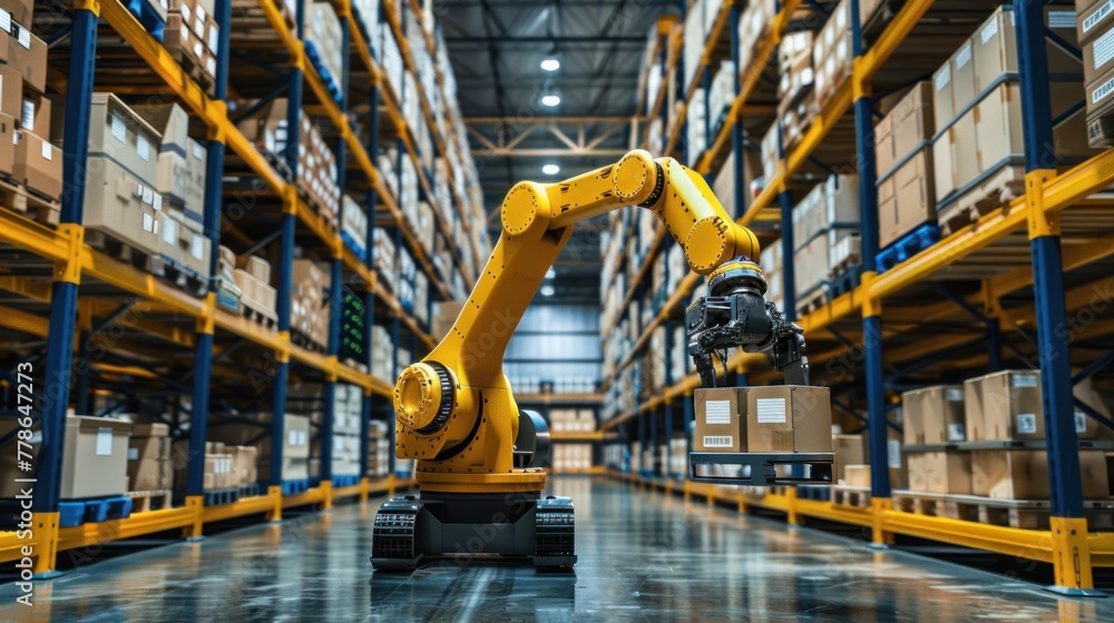 Poster smart robot arm systems for digital innovation in warehouses and factories automated production robo
