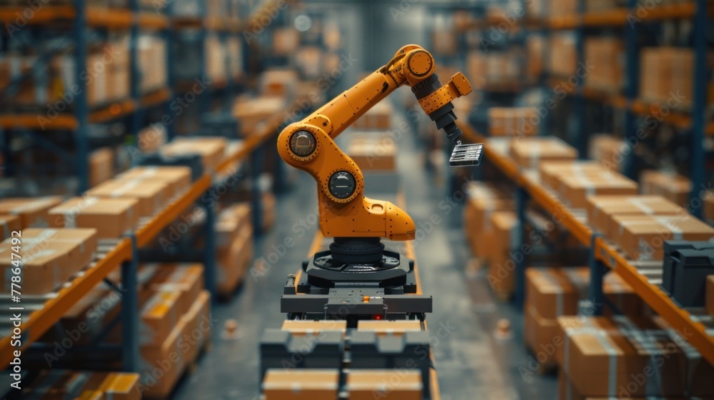 Poster smart robot arm systems for digital innovation in warehouses and factories automated production robo