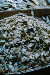 Medium sized salted fish for sale at the traditional market, Pasar Warung Jambu Bogor, April 6 2024.