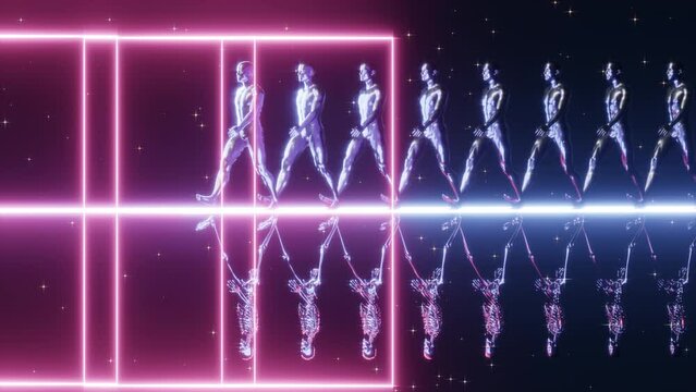 Human Walking With Skeleton in The Universe