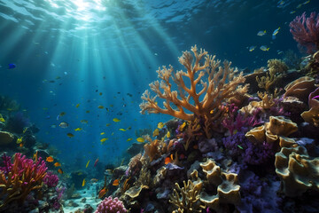 The symphony of underwater coral reefs and fishes