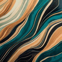 a dynamic abstract wallpaper with tan, teal, and black colors, featuring energetic lines and shapes that exude vitality and movement. The peel and stick format offers convenience and flexibility, allo