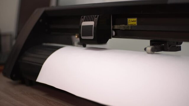 paper plotter. close-up of the device. High-quality shooting in 4K format