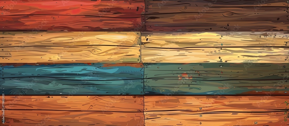 Poster a collection of four distinct wooden textures in various colors and patterns, perfect for design or 