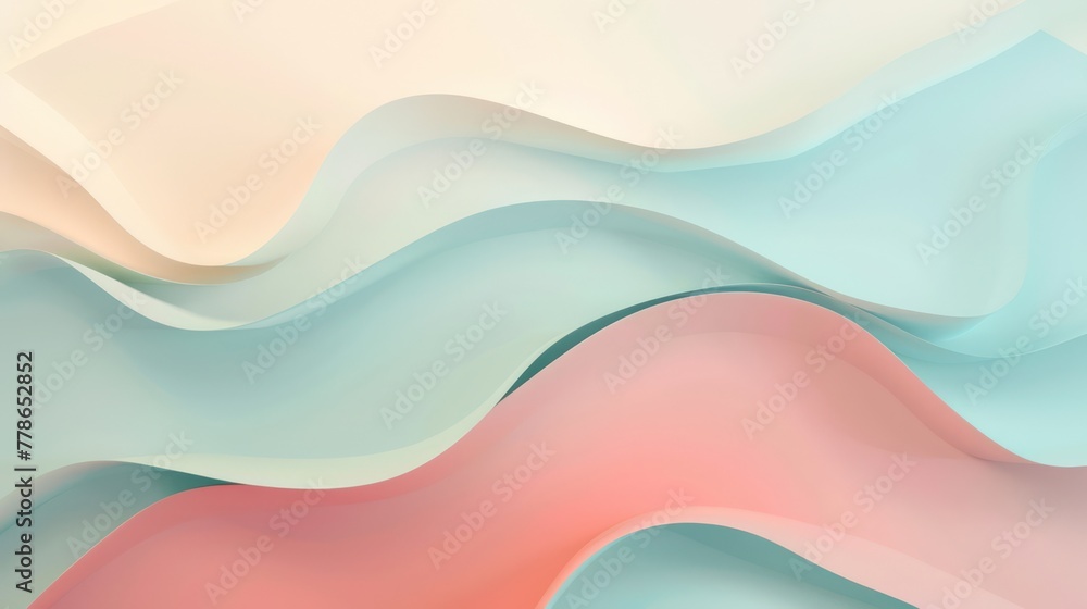 Poster This image depicts a smooth, abstract wave pattern with a serene gradient of pastel colors creating a peaceful backdrop