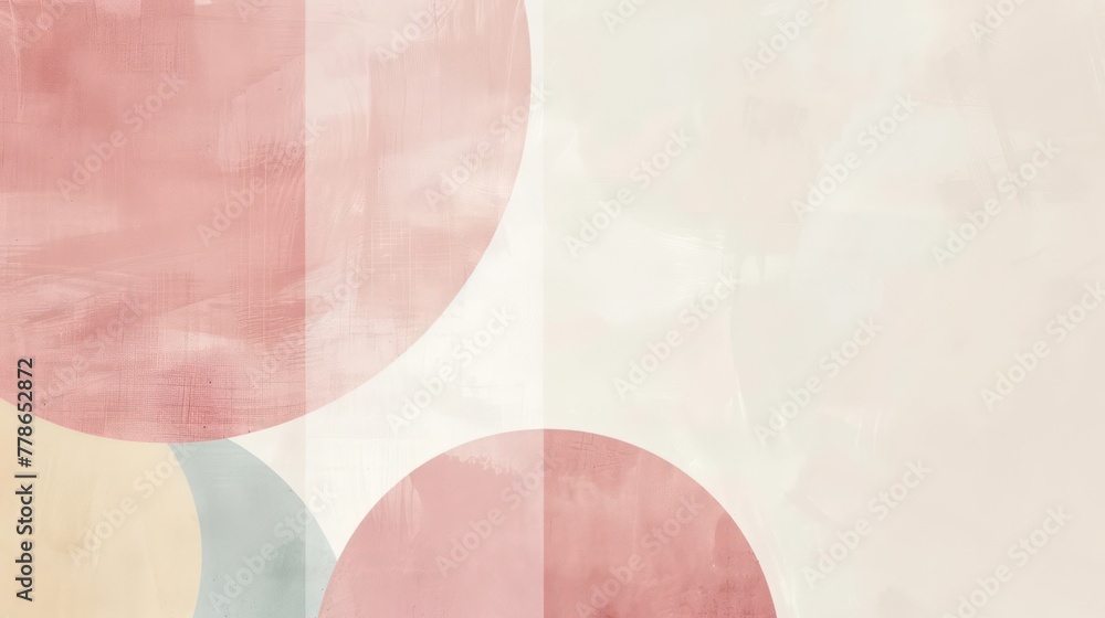 Poster An artistic background featuring overlapping circles with a soft pastel color palette and visible brush strokes