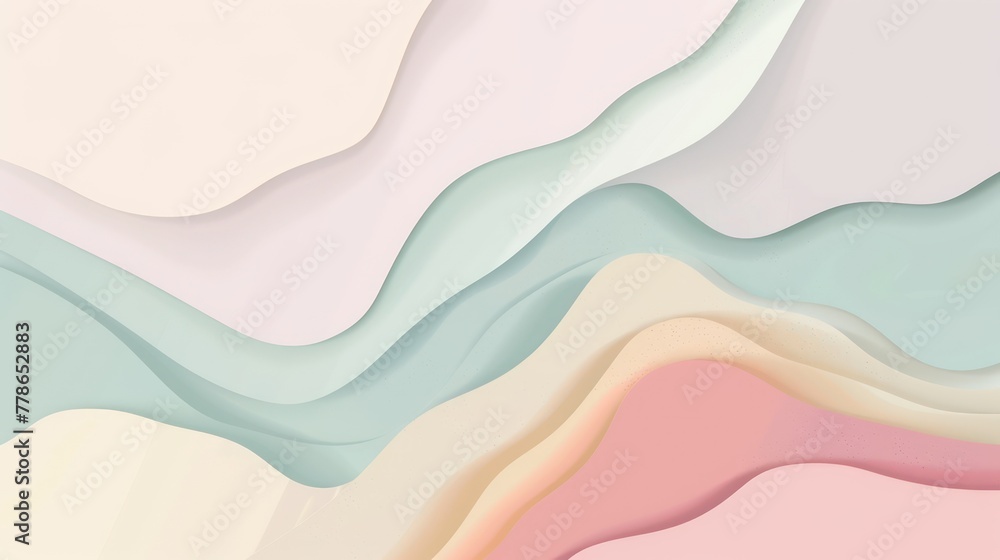 Poster Soft-hued layered waves in a seamless abstract design ideal for backgrounds and elegant concepts