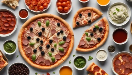 Fototapeta na wymiar pizza with salami and vegetables