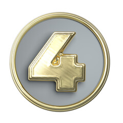 Coin with number 3D render gold material