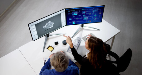 Two People Engaging In Computer Engineering