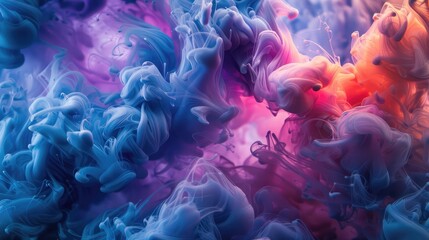 Beautiful abstraction of liquid paints in slow blending flow mixing together gently, Abstract colorful liquid water,covers, banners, flyers and posters and other - obrazy, fototapety, plakaty