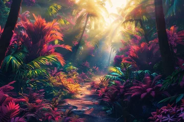 Fotobehang Colorful plants with sunlight seen in the tropics  © rushay