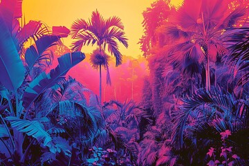 sunset in the jungle