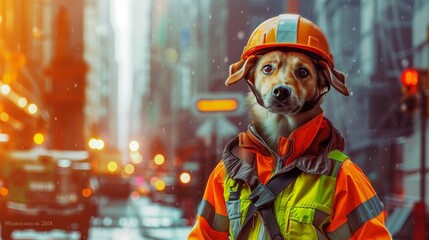 Featuring a dog as a symbol of protection, this high-definition image captures the spirit of World Safety Day. - obrazy, fototapety, plakaty