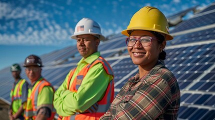 Portraits of individuals from various jobs within an urban solar plant.