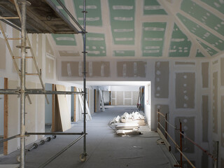 interior scene of a building under construction, without people