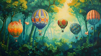 Obraz na płótnie Canvas Magical Hot Air Balloon Adventure in Wonderland./n