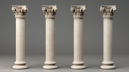 Realistic 3d Render of Columns Doric Ionic and Corinthian Illustration Background