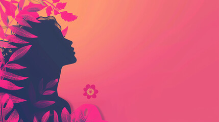 A captivating illustration of a woman's silhouette with intricate floral elements in various pink hues