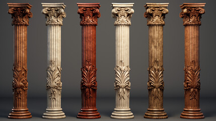 Realistic antique columns illustration background