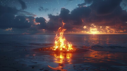 Beach Bonfires and Starry Skies, Summer Nights to Remember - obrazy, fototapety, plakaty