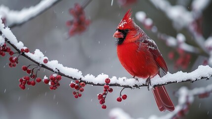 Witness the vibrant hues of cardinals perched on snowy branches, breathing life into winter's monochrome world.