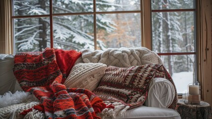 Embrace the cozy warmth of quilted blankets while blizzards rage outside, finding solace in the comfort of winter indoors.